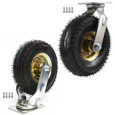 Heavy Duty Caster Wheels for Furniture and Workbenches, Top Plate Swivel Casters with Shock Absorption, Natural Rubber Rollers, side view