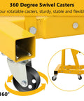 360 degree swivel casters of the 4000 LB Folding Engine Crane Beefy Steel Hoist Cherry Picker for smooth mobility in garage.