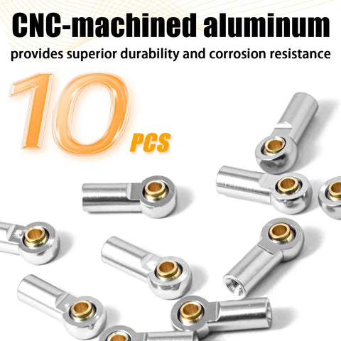 Beefy Aluminum M3 Tie Rod End Ball Joint Link Ball Head Holder 10Pcs RC Car Upgrade Kit 3mm Universal Fit silver set