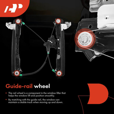Power Window Regulator Without Motor For Dodge Grand Caravan 2008 Through 2020 Chrysler Town And Country 2008 Through 2016 Ram C V 2012 Through 2015 Rear Right Passenger Sliding Door Drop In Replacement, showing guide-rail wheel component.