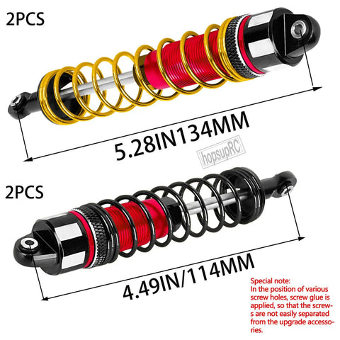 Beefed Up Big Bore RC Shocks Absorbers For 1/10 Kraton 4x4 4S V2 BLX And Outcast 4x4 4S V2 BLX, aluminum, red, 4 pcs set