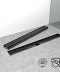 36 Inch Black Linear Shower Drain With Removable Grate Cover Brushed 304 Stainless Steel Shower Floor Drain Hair Strainer And Adjustable Feet No Rust Built To Last Fast Drainage