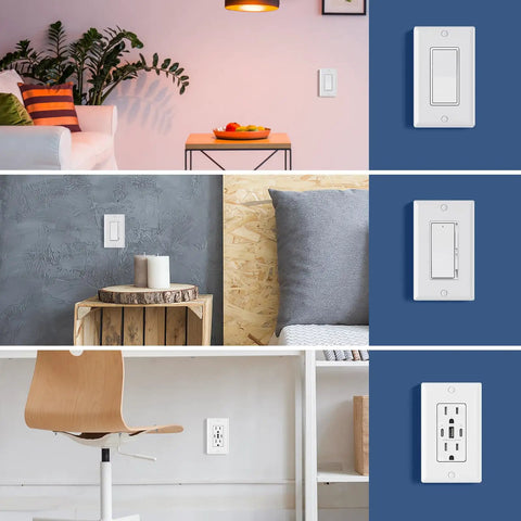1-Gang Standard Light Switch Cover Plate In Glossy White Made From Unbreakable Polycarbonate For Built To Last Decorator Wall Plate UL Listed 4.5 Inch Height By 2.75 Inch Width 1 Pack, installed in various home settings.
