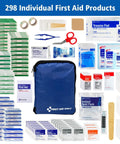 First Aid Only 298-piece emergency first aid kit in blue zip pouch with assorted bandages and supplies