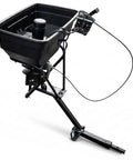 Hitch Mount Grass Seed Spreader With Rain Protector For ATV UTV Or Utility Tractor 12 Foot Broadcast Width 12 Volt Electric