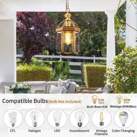 Outdoor Brass Hanging Light Fixtures Built to Last Weatherproof Pendant Lighting for Exterior Ceiling Porch Garden