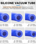 Top Tier 6.6 Ft Blue Silicone Vacuum Hose Line Kit With 6 Sizes For Cars And Vans High Pressure At 130 Psi Great For Any Auto Repair Job, blue hose ends