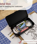 Small Metal Tool Box With Latch Portable Mini Steel Toolbox With Lid For Tools Car Workshop And Crafts 7.9 Inch Black
