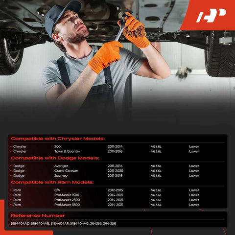 Mechanic installing Lower 3.6L Engine Oil Pan Sump With Plug-In Gasket And Bolts For Dodge Grand Caravan on vehicle