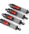 80mm Aluminum Threaded RC Shock Absorbers for 1/10 Scale Crawler Trucks, shown in red anodized finish, set of four beefed-up tele dampers.