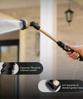 Heavy Duty Watering Wand With 180 Degree Swivel Head 18 Inch Metal Garden Hose Nozzle Sprayer in use with water flow