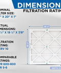 Z-Line ZL MERV 10 Pleated Air Filter 20x20x1 with dimensions 19.5x19.5x0.875 inches shown with filtration rating details.