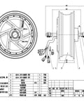 Badass High Torque Hub Motor For Electric Builds 13 Inch 72 V Drive Unit with detailed diagram and wiring connections.
