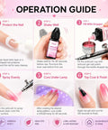 Operation guide for Airbrush Gel Nail Polish Set With 6 Vibrant Colors For Nails Non Dilution Formula 15ml Bottles Non Acetone Fine Mist Spray