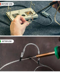 Comparison: before using traditional soldering setup, after using Two Pack Soldering Helping Hands Clamps Wire Holder For Soldering In The Field Lightweight And Sturdy Soldering Holder With Protective Design Keeps Wires Safe While You Work Great For Hobbyists And Pros.