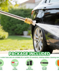 Hydro Jet High Pressure Hose Nozzle For Garden Hose With Power Washer Wand Includes 2 Nozzles Fan And Linear And Quick Connectors spraying car