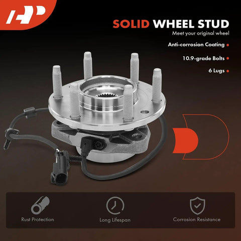 Two Front Wheel Bearing And Hub Assembly With ABS For 2002 2009 Chevy Trailblazer SSR Envoy XL XUV Ascender Bravada Rainier 6 Lug