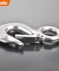 Built Tough Heavy Duty Grab Hooks 1 Ton Lift Hook With Spring Loaded Latch For Rigging And Load Securement Slip Hook Accessory Up To 2204 Pounds 304 Stainless Steel Lifting And Unloading Goods, close-up view