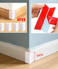 Thickened White Self Adhesive Rubber Corner Protectors Set Of 4 Cushioned Guard Strips for baseboards and furniture protection.