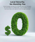 Grass-textured zero and dollar sign symbols, illustrating no subscription fees for 4K Wireless Outdoor Security Camera System