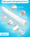 Linkable 2Ft LED Shop Light 18W Lit Wraparound Ceiling Fixture Plug In 5000K For Garage