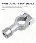 Two Pack Top Post To Side Post Battery Adapter For Cars And Trucks Heavy Duty Metallic Clamps Corrosion Resistant Universal Terminal connector angled view.