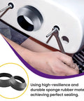 Universal Toilet Tank To Bowl Gasket Kit With Stainless Steel Bolts And Two Gasket Types, Fits 2 Inch And 3 Inch Seals, No-Fuss Leakproof Mounting Repair, Easy Flush Valve Access, Compatible With Most Toilets. Sponge rubber gasket with stainless steel bolts on toilet tank