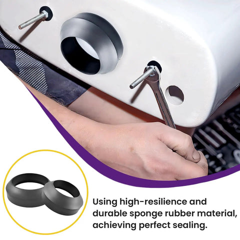 Universal Toilet Tank To Bowl Gasket Kit With Stainless Steel Bolts And Two Gasket Types, Fits 2 Inch And 3 Inch Seals, No-Fuss Leakproof Mounting Repair, Easy Flush Valve Access, Compatible With Most Toilets. Sponge rubber gasket with stainless steel bolts on toilet tank