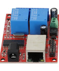 Industrial Ethernet 2 Way Relay Board Delay Switch Controller Module With STC Chip DC 5V To 24V, front view