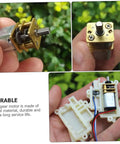 6 Pack Micro Metal Gear Motors With Mini Gear Reducer, close-up of metal construction and mounting details for tiny robots and drones
