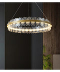 Nordic LED Round Frosted/Engraved Modern Pendant Light Remote Control Dimming for Living Room Bedroom Restaurant, D60 cm.