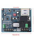 Sliding Gate Opener Circuit Board With Remote Control Advanced Microcomputer Control No Hassle Plug And Play Setup For Factories Schools And Homes 110V Gate Automation System With Two Remotes, showing detailed front view with 110V label and component layout.
