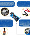 Professional Electric Hydraulic Hose Crimper And Swaging Tool For Quick 1/4 To 2 Inch Fittings featuring CNC precision dies and clips.