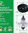 John Deere 48 Inch Mower Deck Rebuild Kit DIY Ready With 3 Pack Spindle Assembly GX22616 Pulley product dimensions