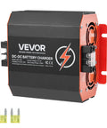 Workhorse 12V 20A Dc To Dc Battery Charger For Rvs And Trailers With Smart Charging Cycle and Hella Tough Protection For Lithium Agm Commercial Batteries, shown from the side with fuses.