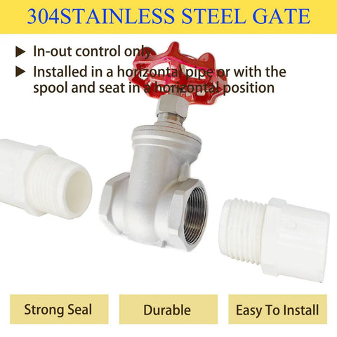 Stainless Steel Gate Valve 1 Inch NPT Female Thread Rotary Valve for Water Flow Control Air Switches