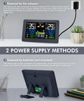 Weather Station Wireless Indoor Outdoor Digital Thermometer With Remote Sensor 7.5 Inch HD Display showing temperature and power setup.