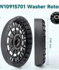Black 9.45 Inch Washer Rotor Replacement For Kenmore And Whirlpool Machines W10006482 W10915701 Motor Rotor Washing Machine Assembly No Fuss Install Durable OEM Alternative, 9.45 inch black plastic part