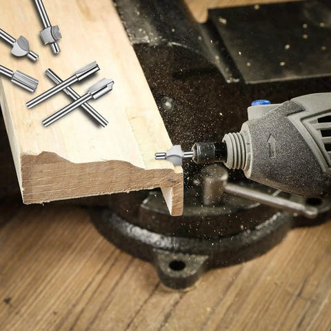 Get These 10 Pcs HSS Rotary Router Bits For Woodworking And Carving! Cutting wood edges with a rotary tool.