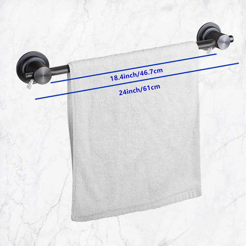 Oil Rubbed Bronze 24 Inch Suction Cup Towel Bar Removable Vacuum Towel Holder For Bathroom No Drill Door Mount Adhesive