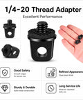 Two Pack 1/4-20 Camera Neck Strap Screws With Rubber Padded Eye Bolts Hella Secure Metal Holder Quick Swap Fits DSLR Straps Wrist Mounts Selfie Sticks And Tripods Backup on display in hand with threaded adapter.