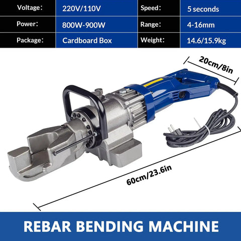 Top Tier 5/8 Electric Rebar Bender, 900W Handheld Steel Hydraulics Cutter for construction, portable machine with handle.