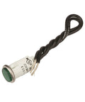 Round Indicator Light With Non Replacable Lamps Press Fit Nylon Housing Polycarbonate Lens 125 Volt UL Listed CSA Certified 6 Inch Wire Leads Great For Electrical Panels And Control Boxes, green lens