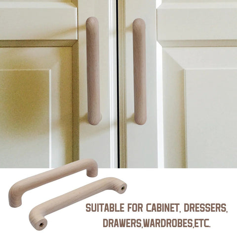Beech Wood Drawer Pulls Unfinished Cabinet Handles For Kitchen Cupboards Dresser Wardrobes And Closets installed on cabinet doors