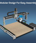 3D render of 6060 CNC Router Machine with NEMA 23 closed-loop stepper motors and 710W spindle, dual linear rails for wood and aluminum carving.