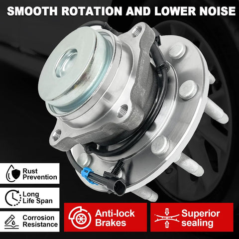 Pair Front Wheel Bearing Hub Assembly For Express 2500 3500 And Savana 2500 3500 Vans 2003 To 2017 8 Lug With ABS
