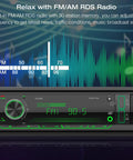 Marine Bluetooth Car Stereo Receiver with Digital LCD Display FM AM Radio USB SD AUX MP3 Player showing FM settings.