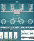 Diagram of 4 Light Brushed Nickel Bathroom Wall Sconce With Clear Glass, Modern Dope Fixture, showing dimensions and specifications
