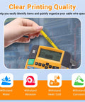 No Sweat Heat Shrink Tube Labels Compatible With Dymo 18052 Printers 3 Pack Quarter Inch Black On Yellow Cable Markers shown on labeling tool.