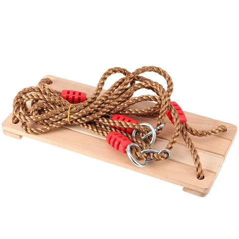 Heavy Duty Wooden Swing Seat For Adults With Adjustable Rope And Carabiner Sturdy Backyard Tree Swing With 330 Lbs Capacity Wide Thick Wood Seat Board